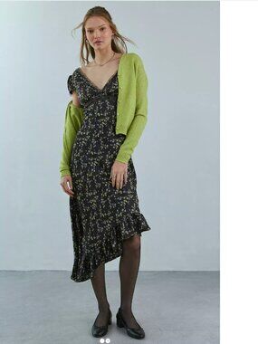 Kimchi Blue Cora Lace Trim Printed Asymmetrical Ditzy Floral Midi Dress